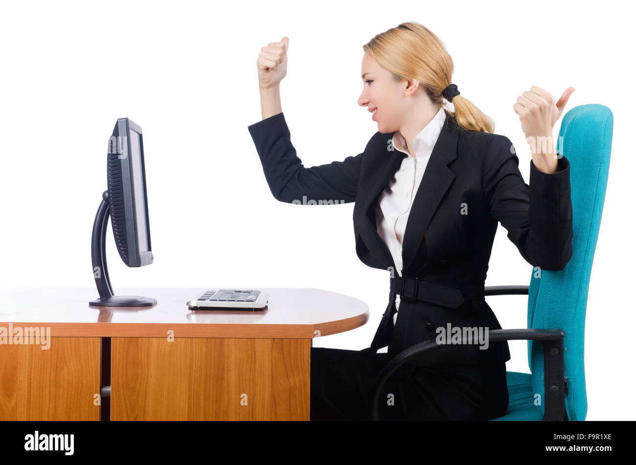 Woman businesswoman working isolated on white Stock Photo - Alamy