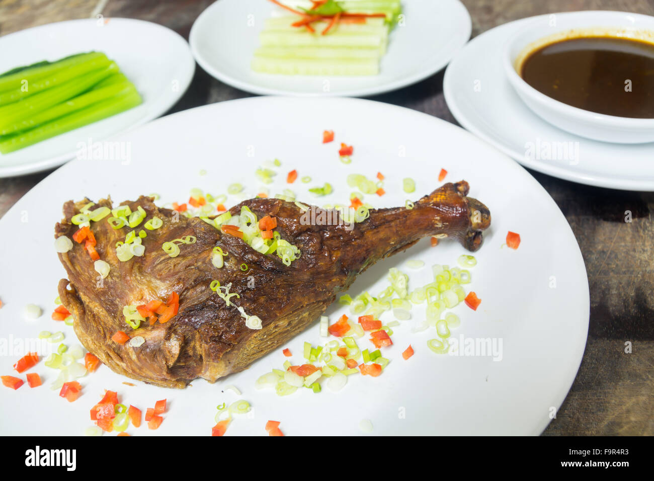 crispy duck dump stick, deep fried and eat with mixed vegetable and