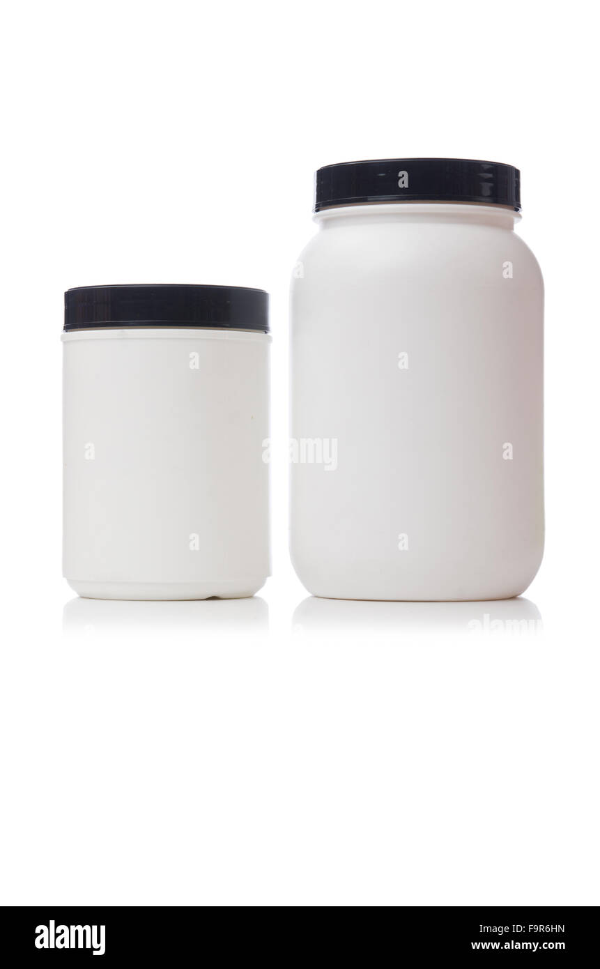 Additive Jar Jars with food additive protein isolated on white Stock Photo - Alamy
