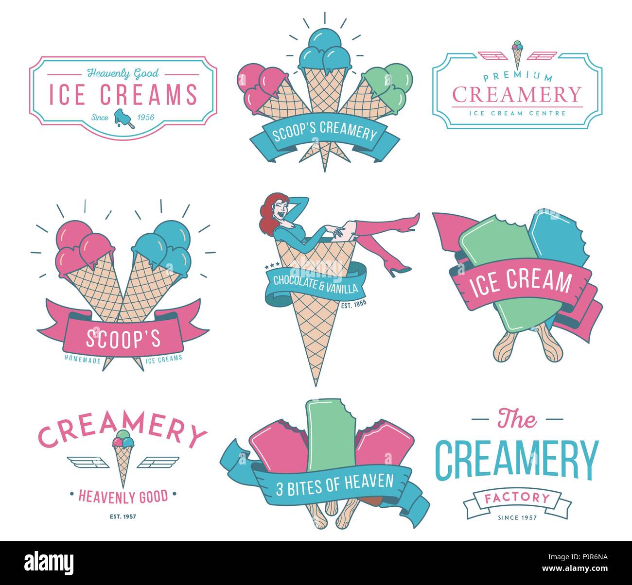 Vector ice cream badges and signs for any use Stock Vector Image & Art