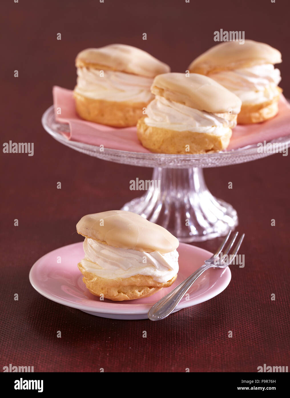 Coffee cream puffs Stock Photo Alamy