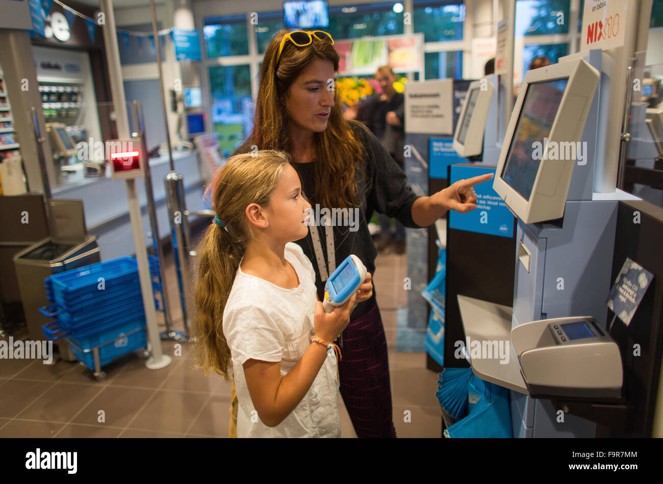 The first Albert Heijn supermarket without cashiers and where only can be paid via selfscan Stock Photo
