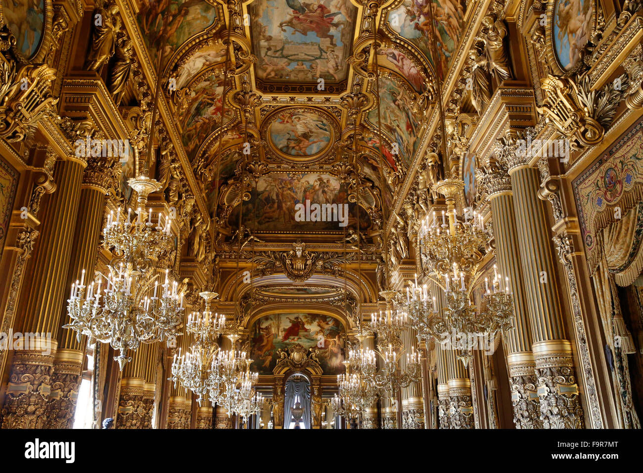 Palais Garnier. Paris Opera. Celling of the Grand Foyer. Stock Photo
