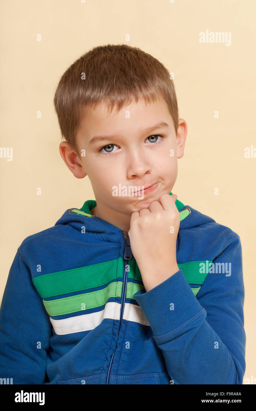 Boy with facial expression isolated Stock Photo Alamy