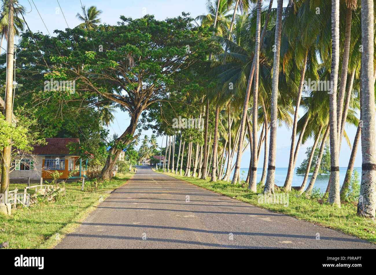 A street by the beach situation in Biduk-Biduk village, Berau, East Borneo Stock Photo
