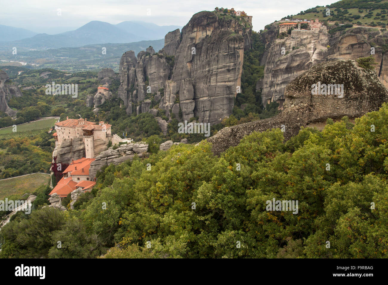 The Holy Monastery of Rousanou and the conglomerate pinnacles of