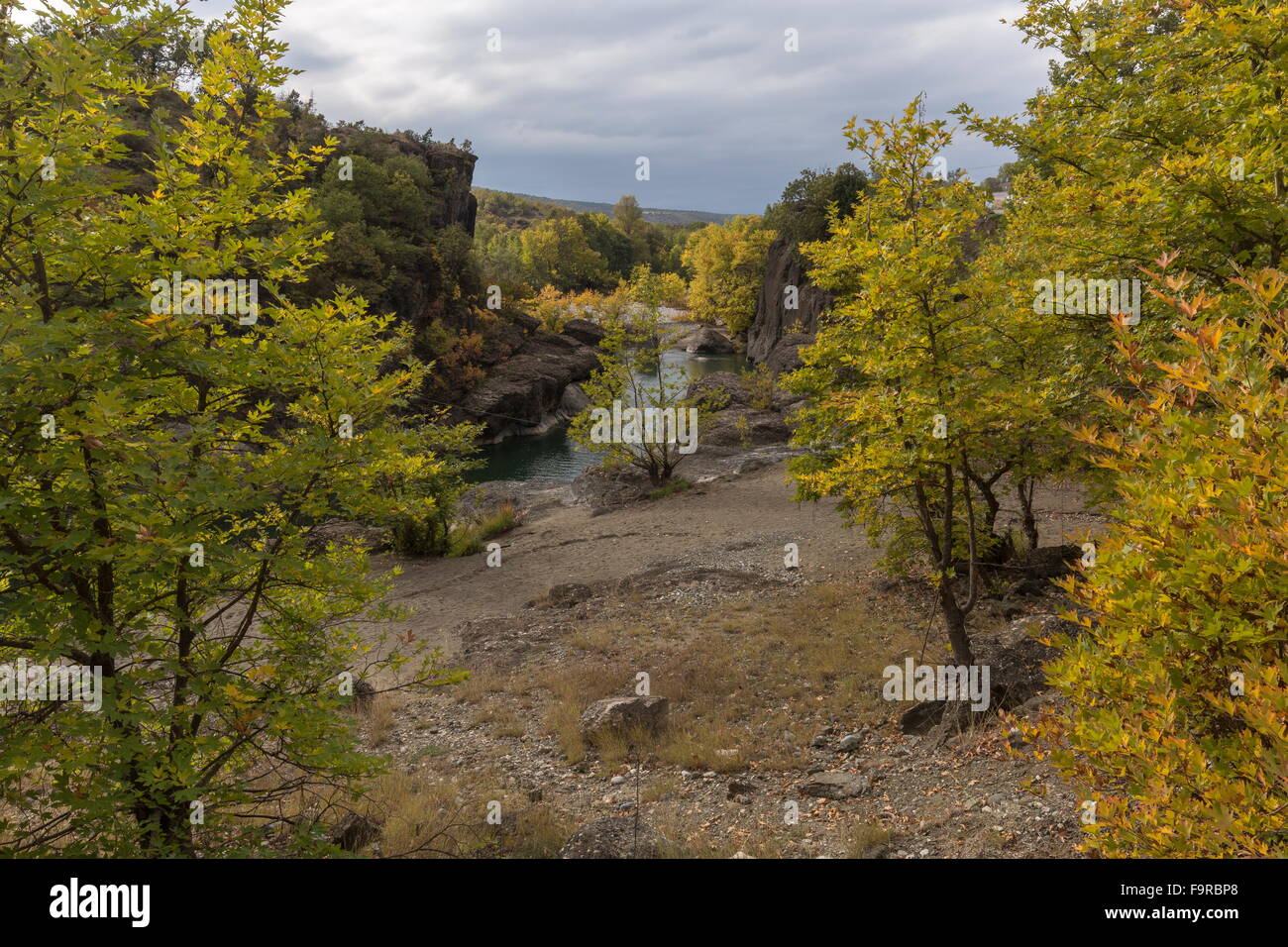 The conglomerate Venetikos river gorge, south of Grevena Stock Photo