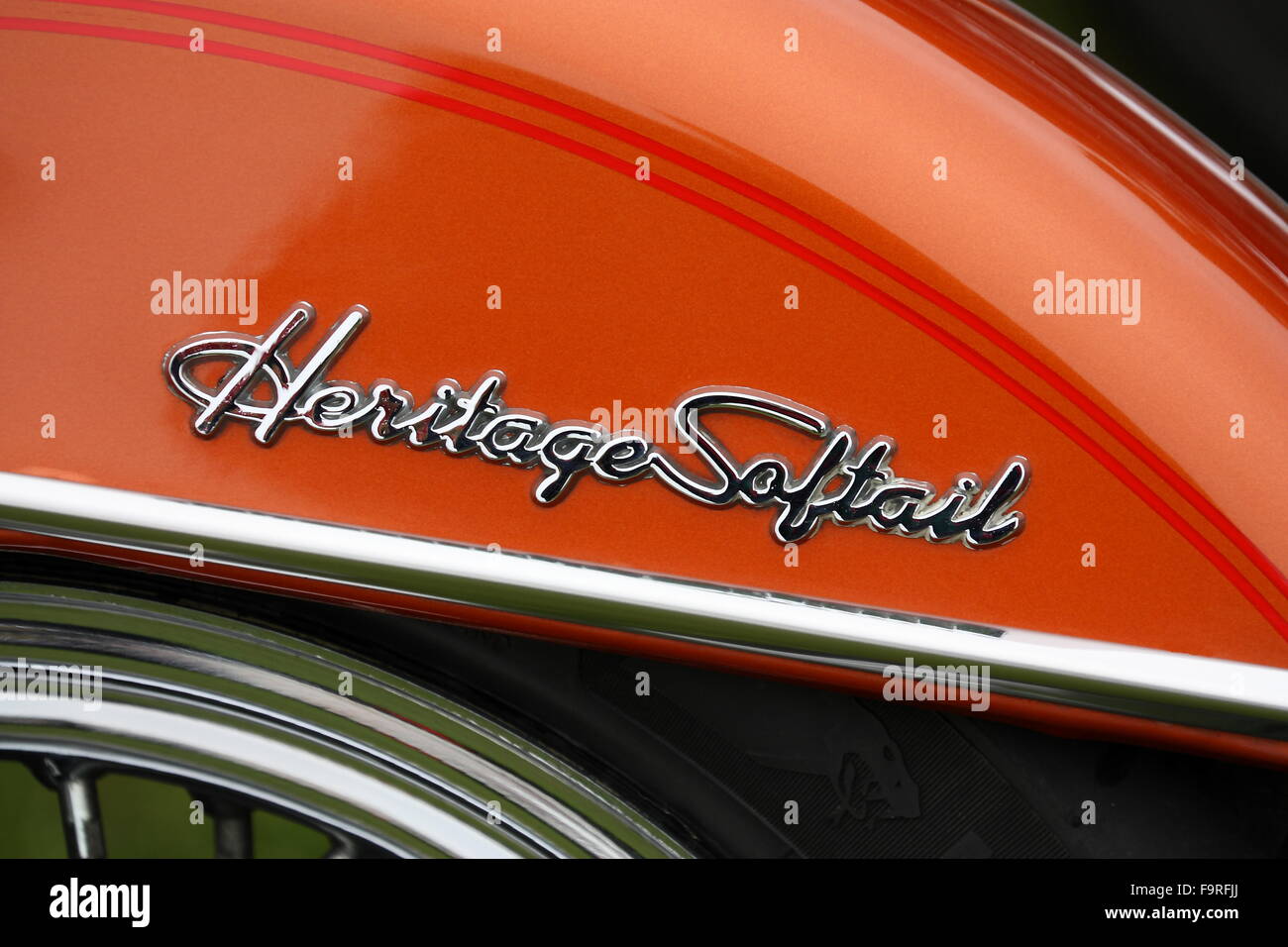 Details of a Harley-Davidson Heritage Softail Stock Photo
