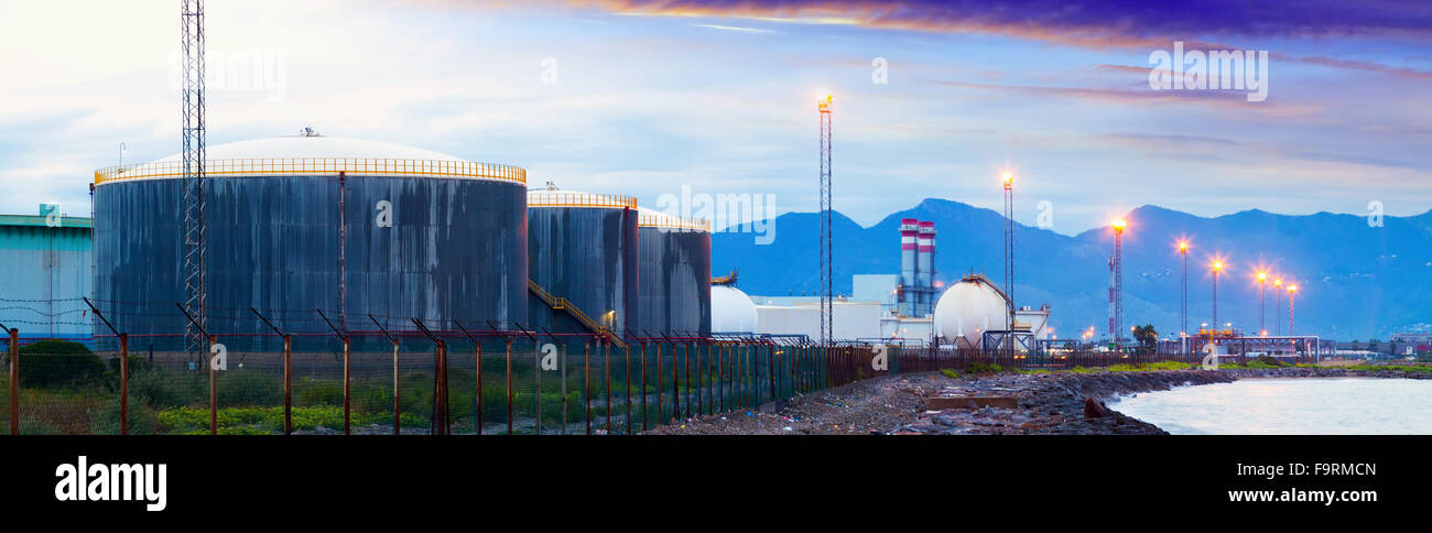 Industrial plant at coast sea. Castellon de la Plana, Valencian Community Stock Photo