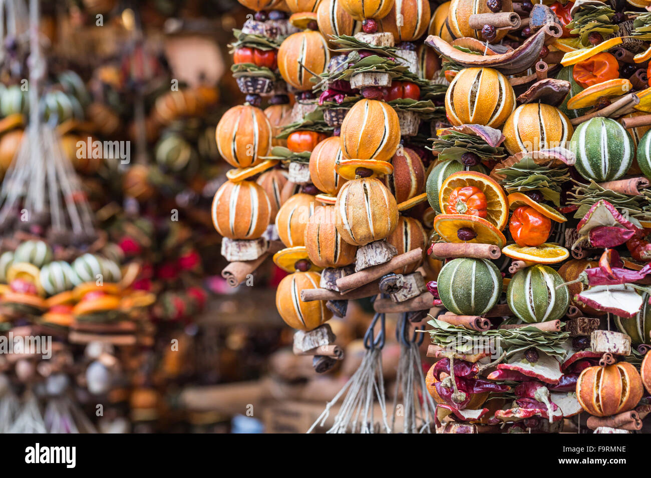 Christmas decorations made with dried fruits. Christmas garland Stock