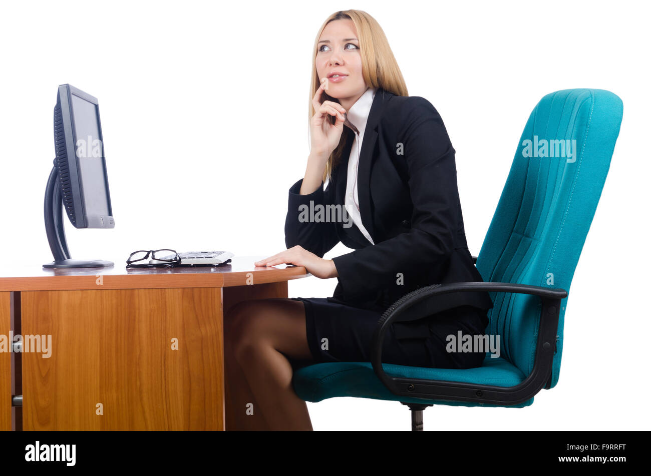 Woman businesswoman working isolated on white Stock Photo - Alamy