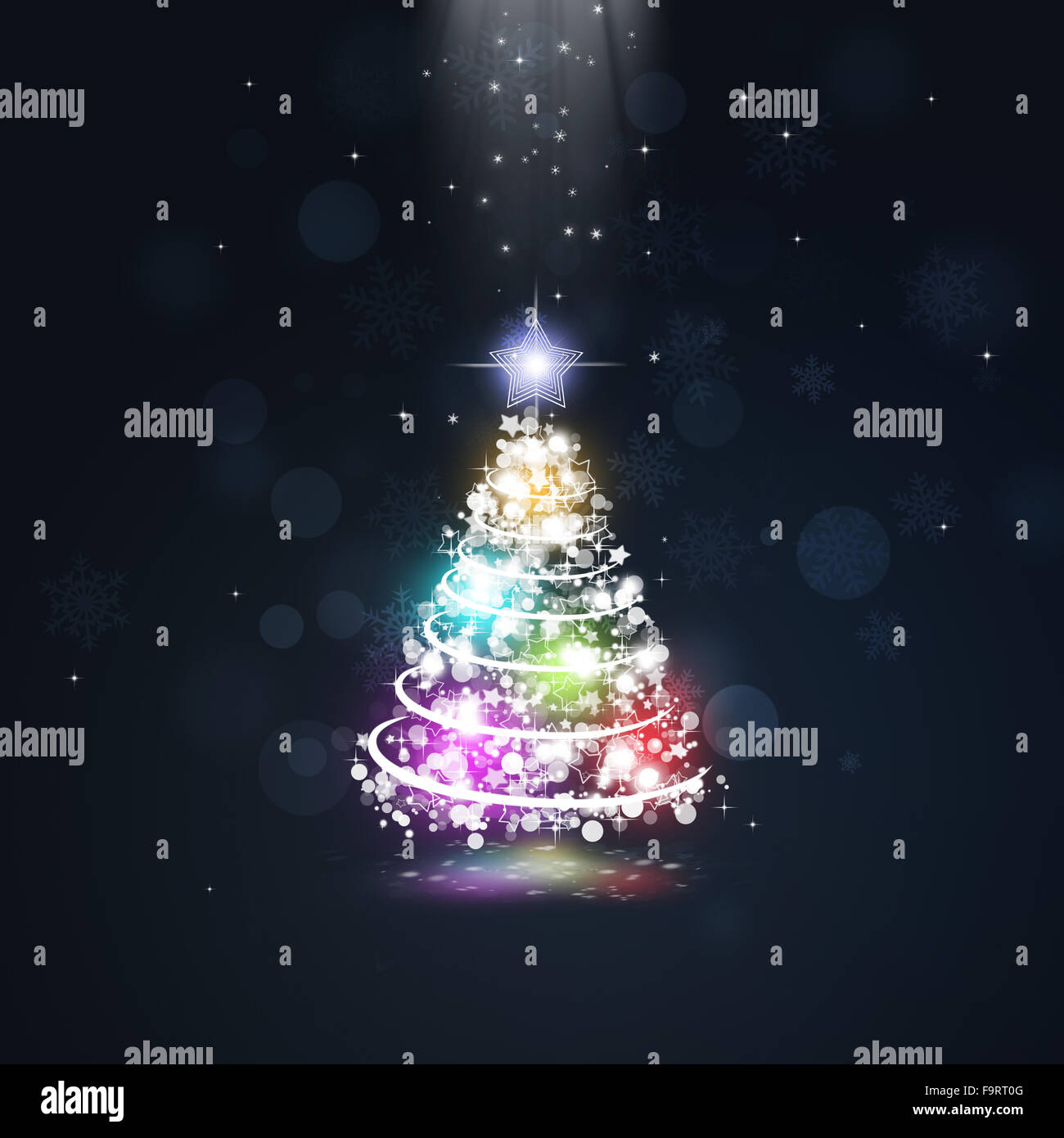 abstract christmas holiday tree on dark blue background Stock Photo