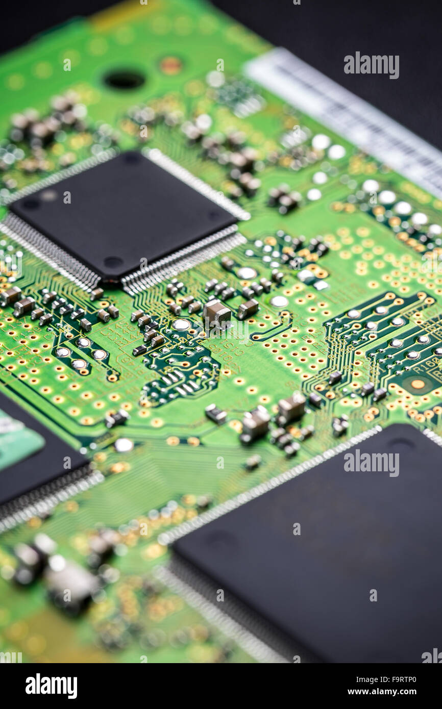 Electronic circuit board close up Stock Photo