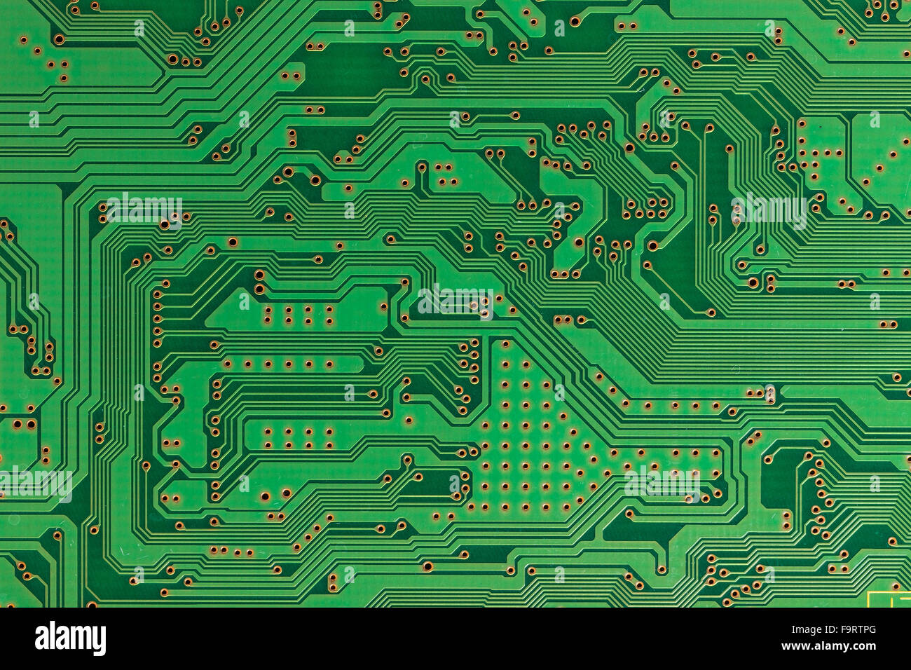 Close up of the green circuit board Stock Photo