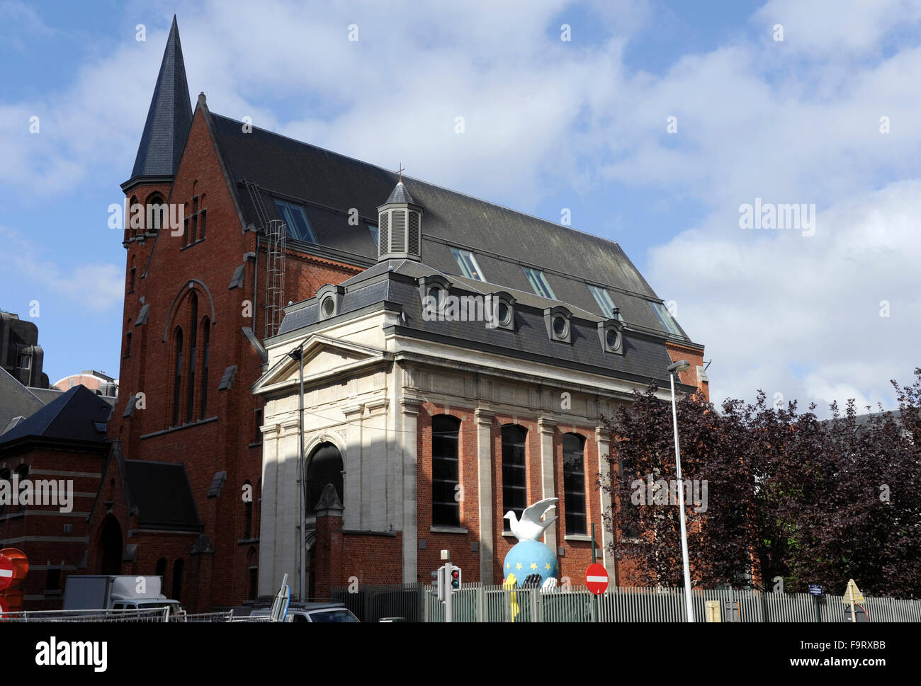 Church in European quarter,Brussels,Belgium Stock Photo