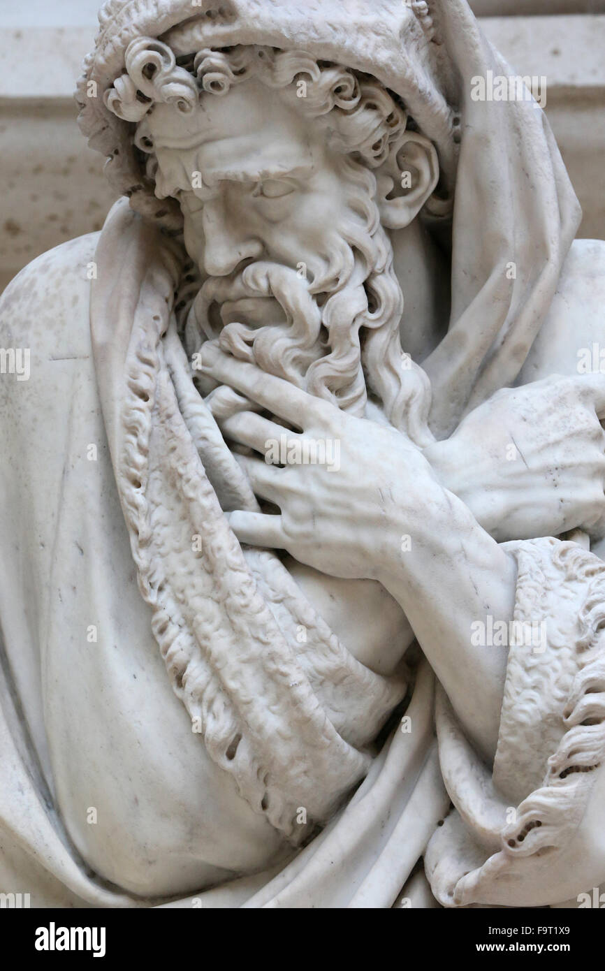 Cour Marly sculpture room inside the Louvre Museum. Winter, marble by