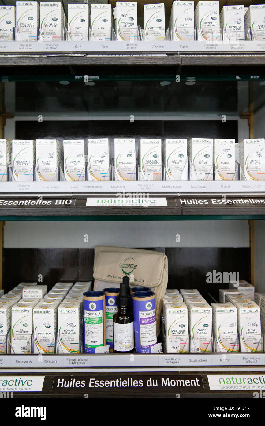 Drugstore. Essential oils. Stock Photo