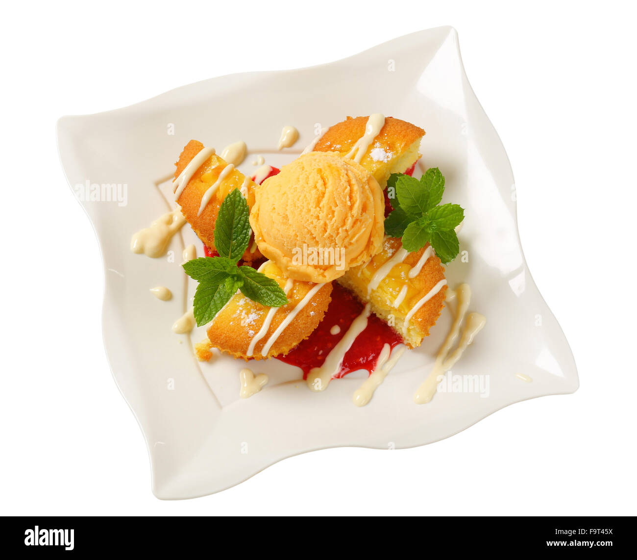 Custard filled muffins with scoop of ice cream Stock Photo Alamy