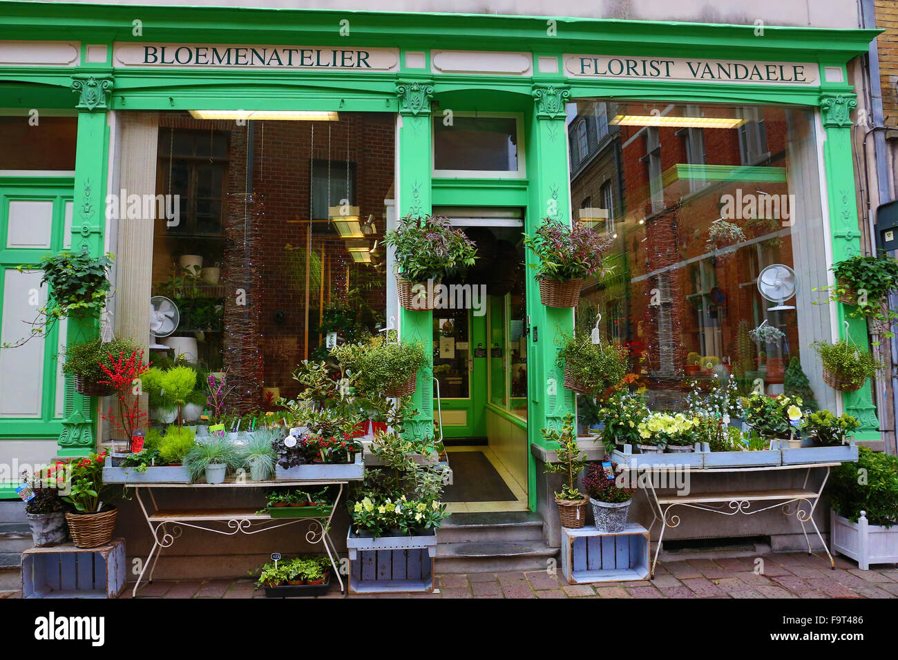 A florist shop in Bruges Stock Photo