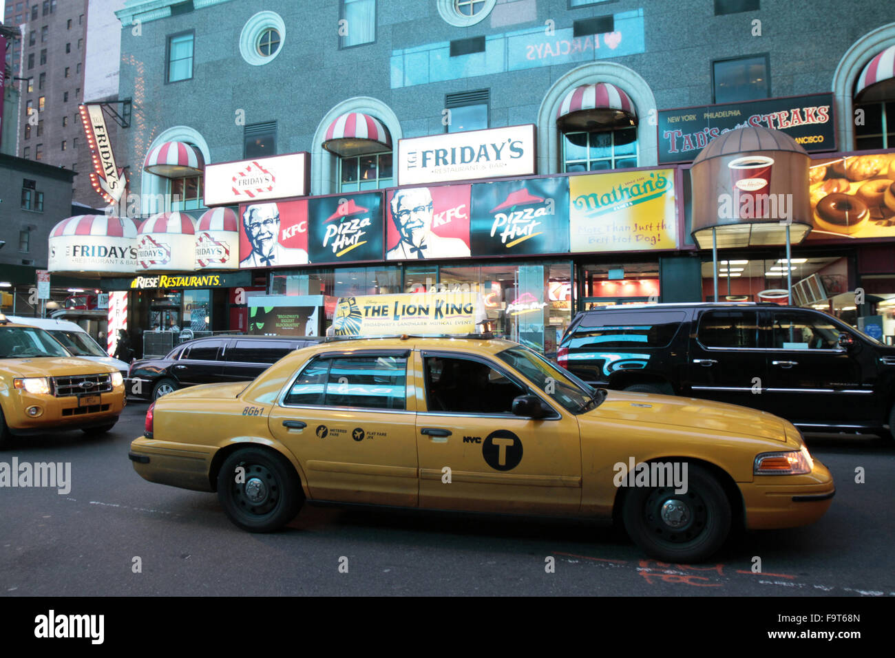 Yellow cab. Times Square. Stock Photo