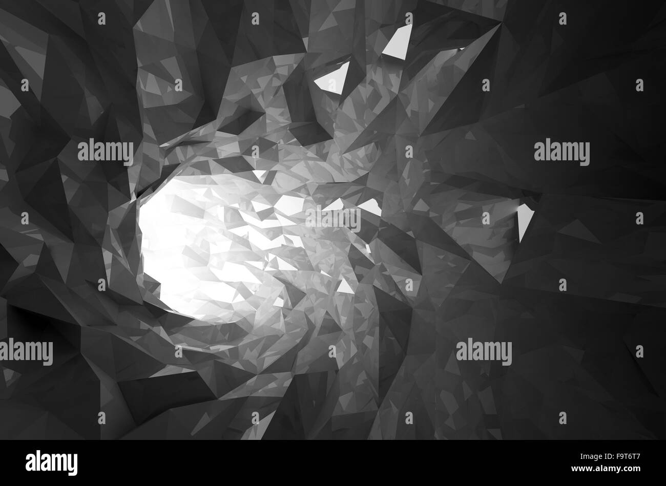 Abstract shining black crystal digital tunnel background. 3d illustration Stock Photo