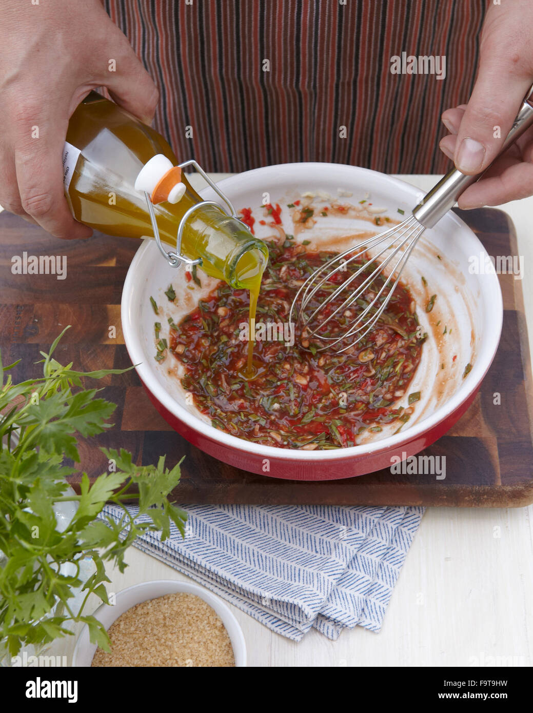 Pork steaks in beer marinade + steps Stock Photo Alamy
