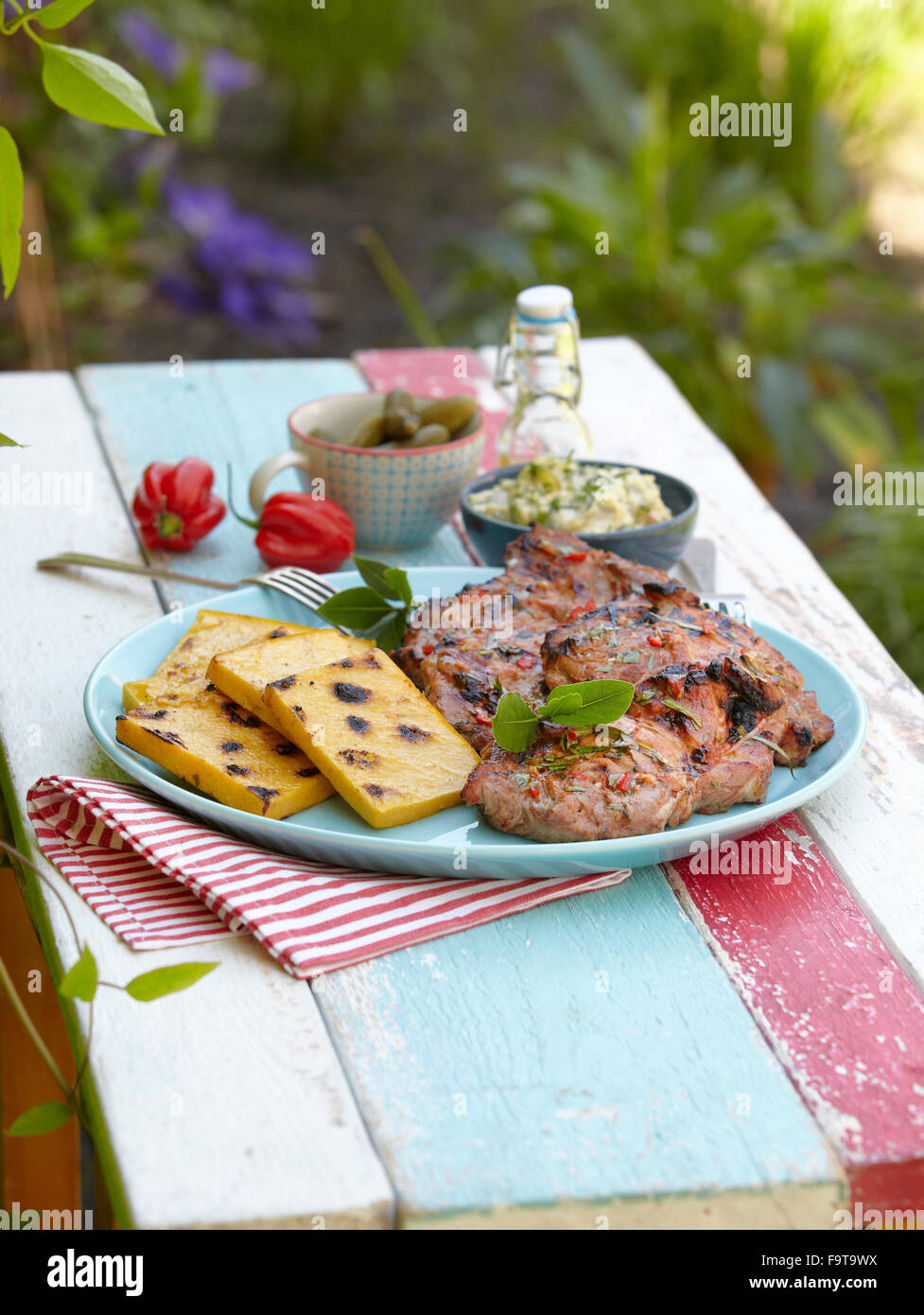 Pork steaks in beer marinade + steps Stock Photo Alamy