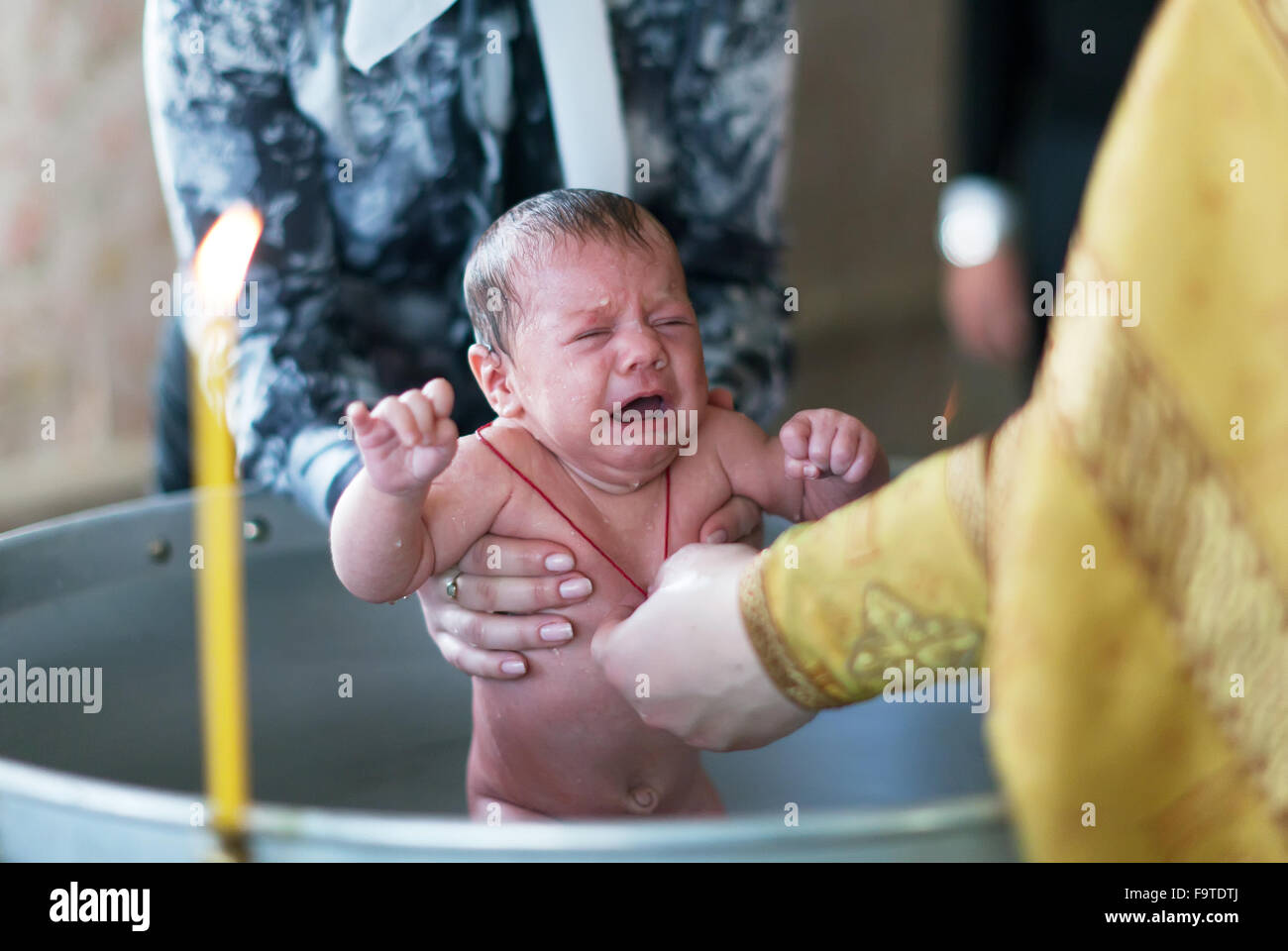 Baptism of infant in Orthodox Church. Sretenskaya church, Vladimir, Russia Stock Photo Alamy
