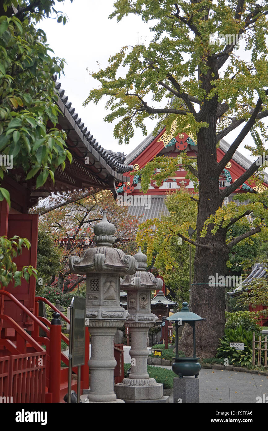 Yogodo Hall with the Main Hall behind at Senso-ji Buddhist Temple, Asakusa, Tokyo, Japan Stock Photo