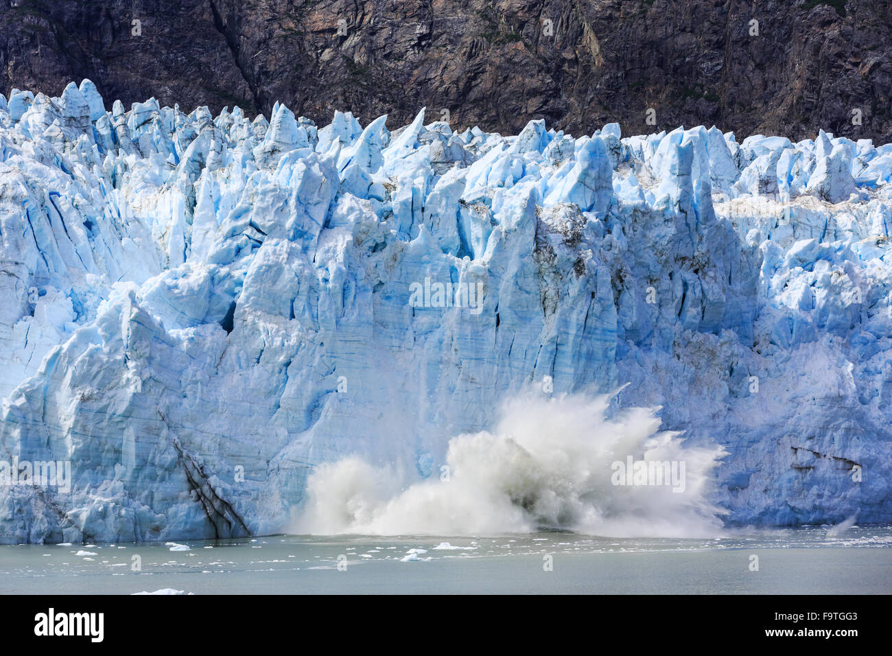 Glacier Bay, Alaska. Ice calving at Margerie Glacier in Glacier Bay National Park Stock Photo