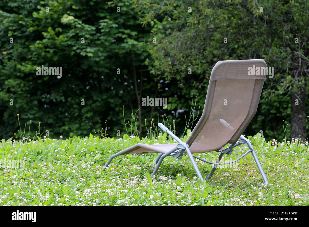 Easy chair in a garden Stock Photo Alamy