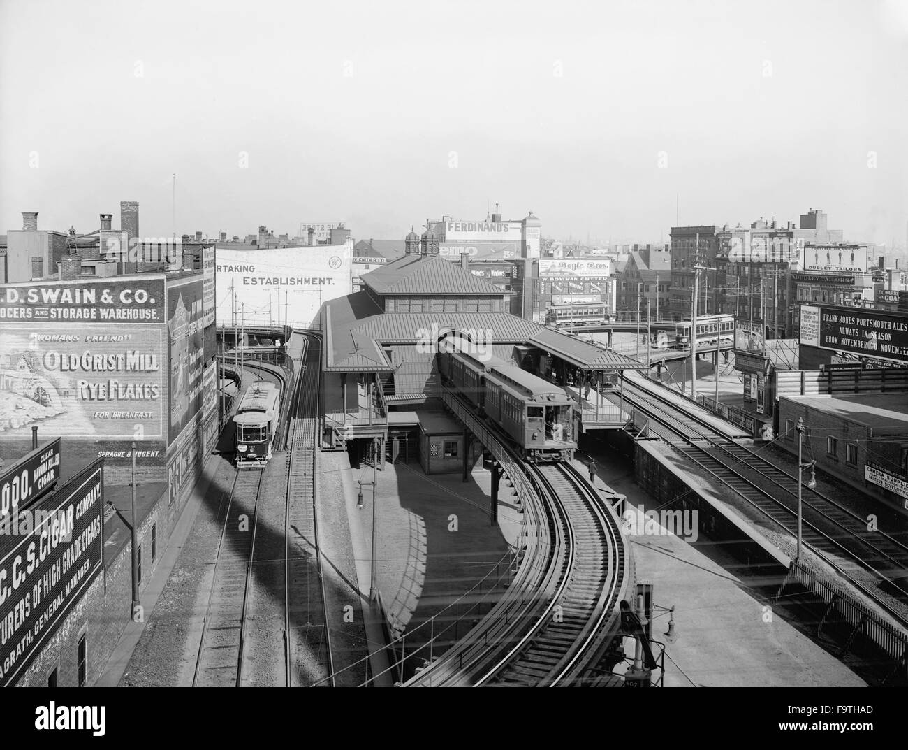 Elevated Train at Dudley Street Station, Boston, Massachusetts, USA