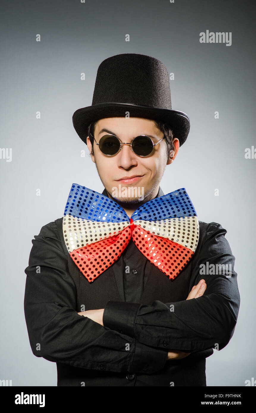 Funny man with sunglasses and vintage hat Stock Photo Alamy