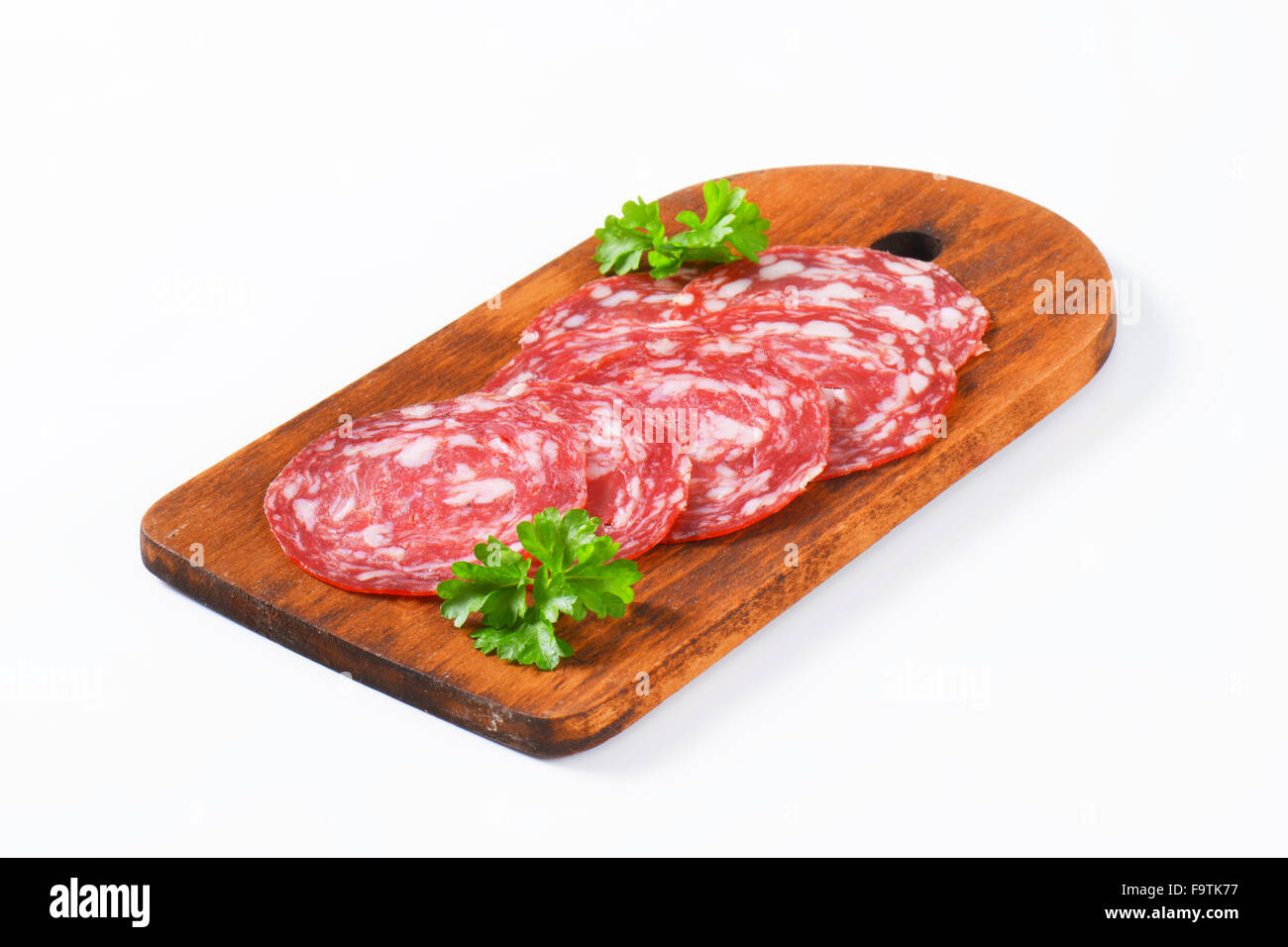 Spanish summer sausage made with Iberico pork thinly sliced Stock