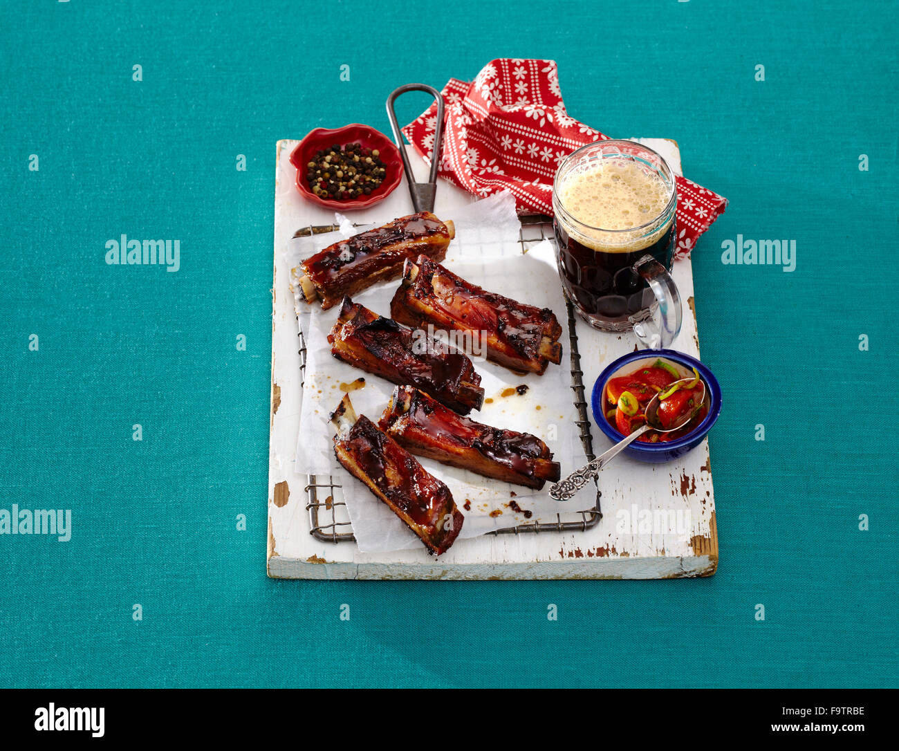Pork ribs in beer marinade Stock Photo Alamy