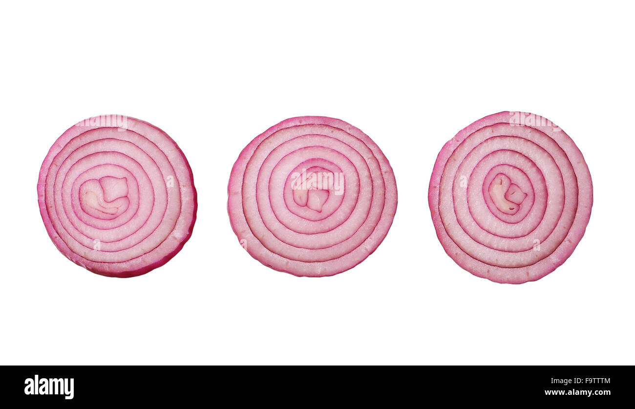 Onion isolated slices top view Cut Out Stock Images & Pictures - Alamy