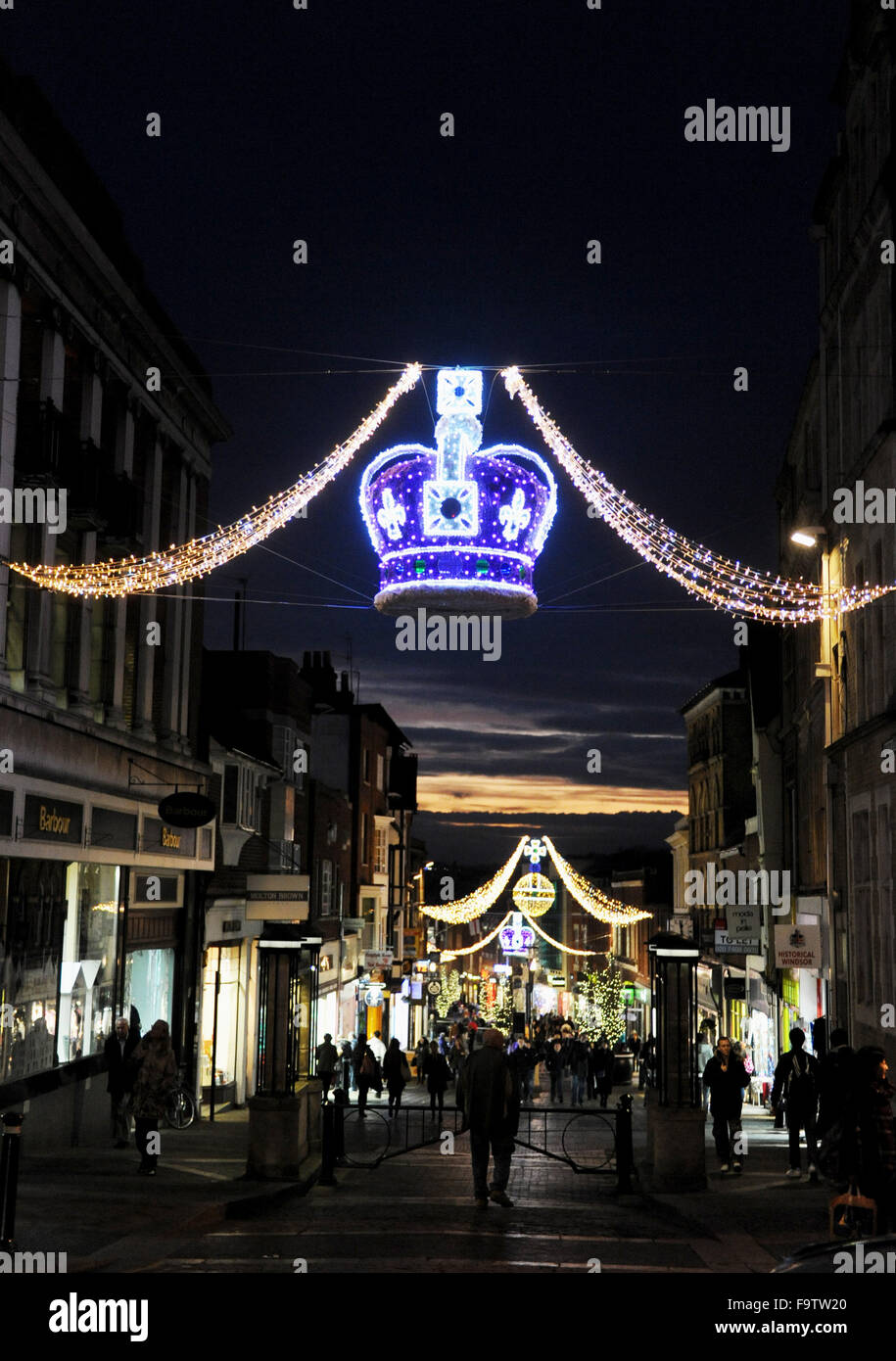 Christmas lights in Windsor Berkshire UK Stock Photo Alamy