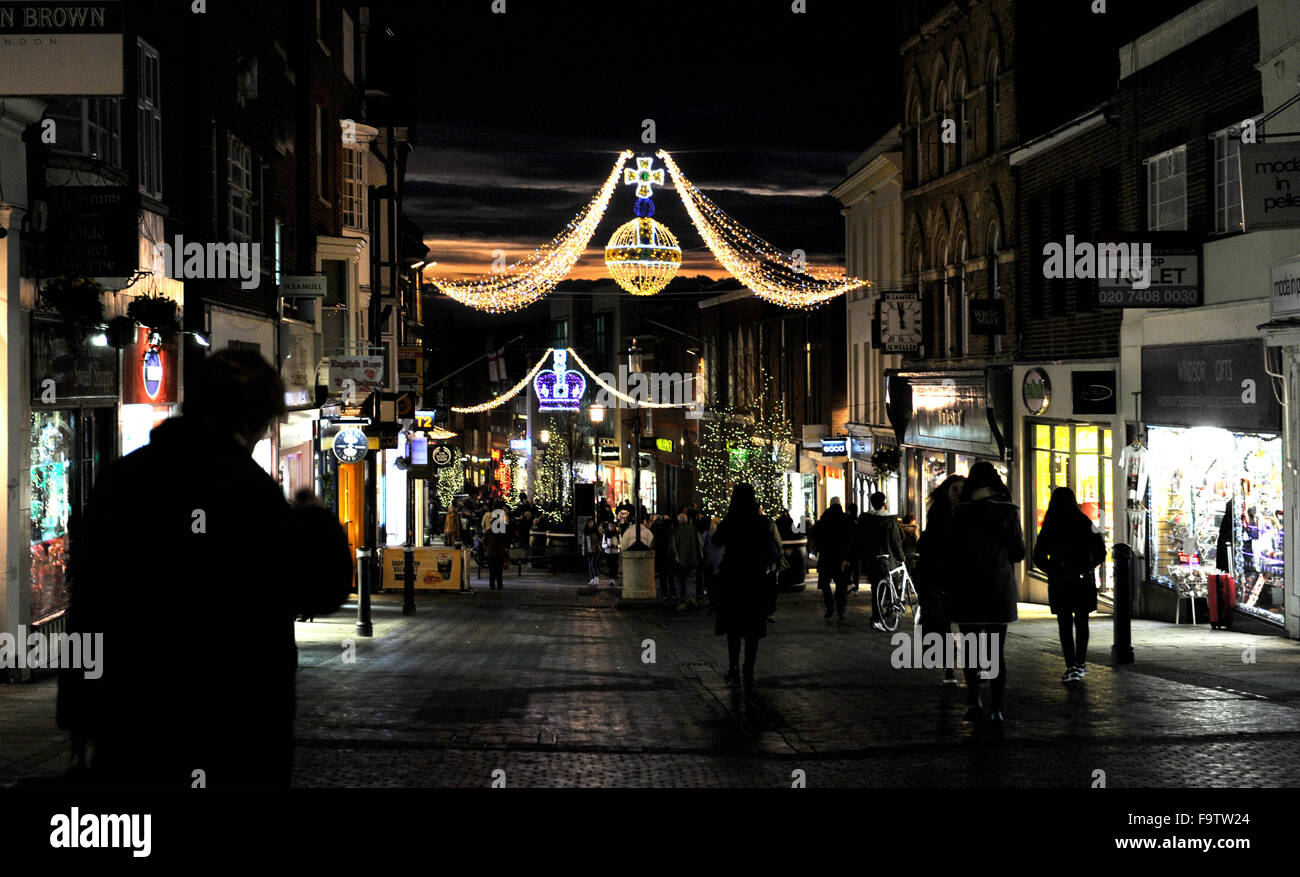 Christmas Lights In Windsor Berkshire High Resolution Stock Photography