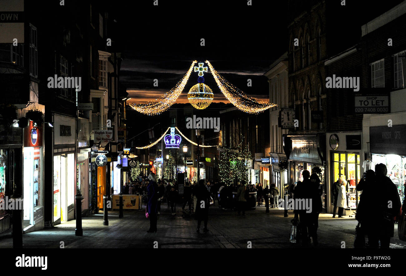 Christmas lights in Windsor Berkshire UK Stock Photo Alamy