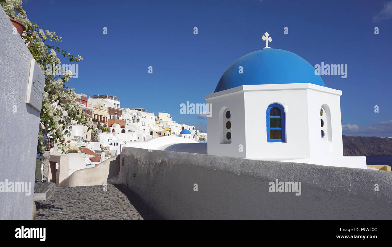 traditional church on santorini in greece Stock Photo