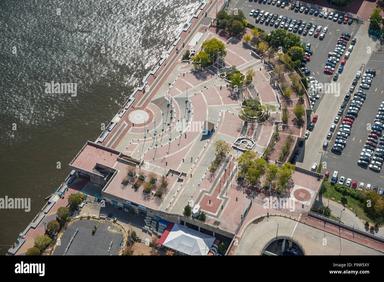 Aerial View, Great Plaza, Penn's Landing, Philadelphia, USA Stock Photo