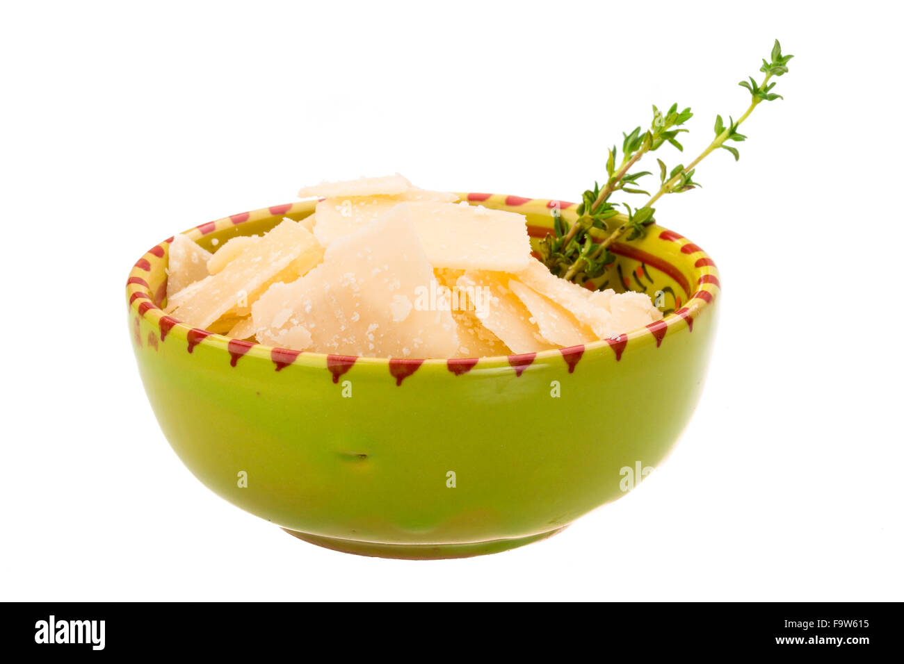 Parmesan cheese isolated white with thyme Stock Photo Alamy