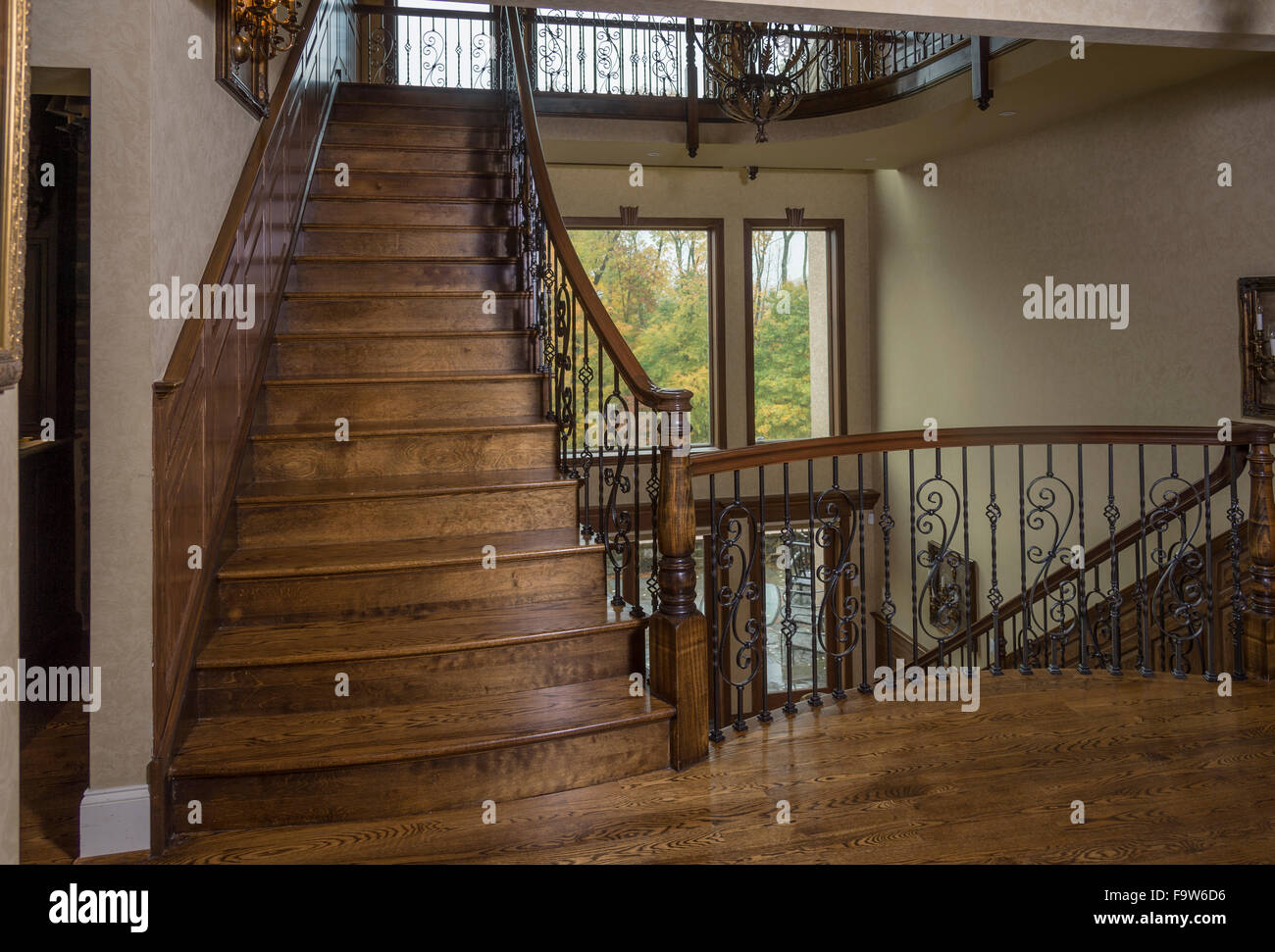 Large Wooden Staircase Stock Photo