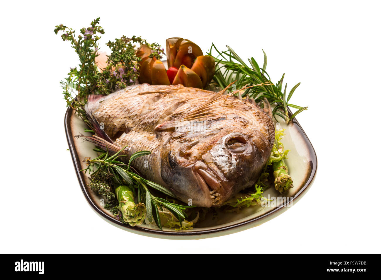 Grilled sea perch Stock Photo