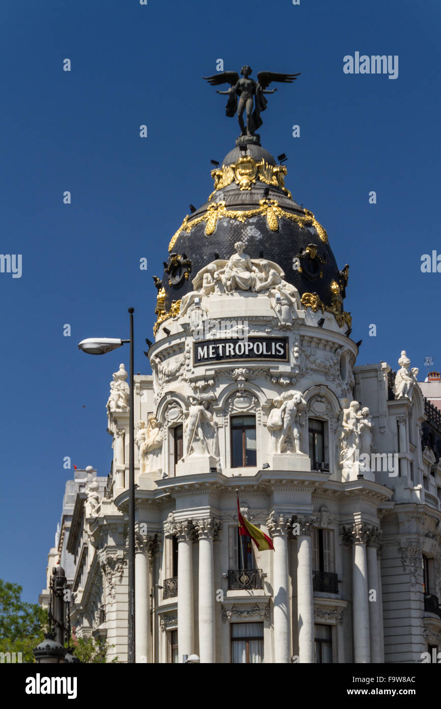 Metropolis building facade located at Madrid, Spain Stock Photo - Alamy