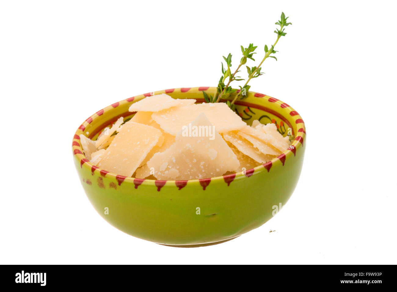 Parmesan cheese isolated white with thyme Stock Photo Alamy