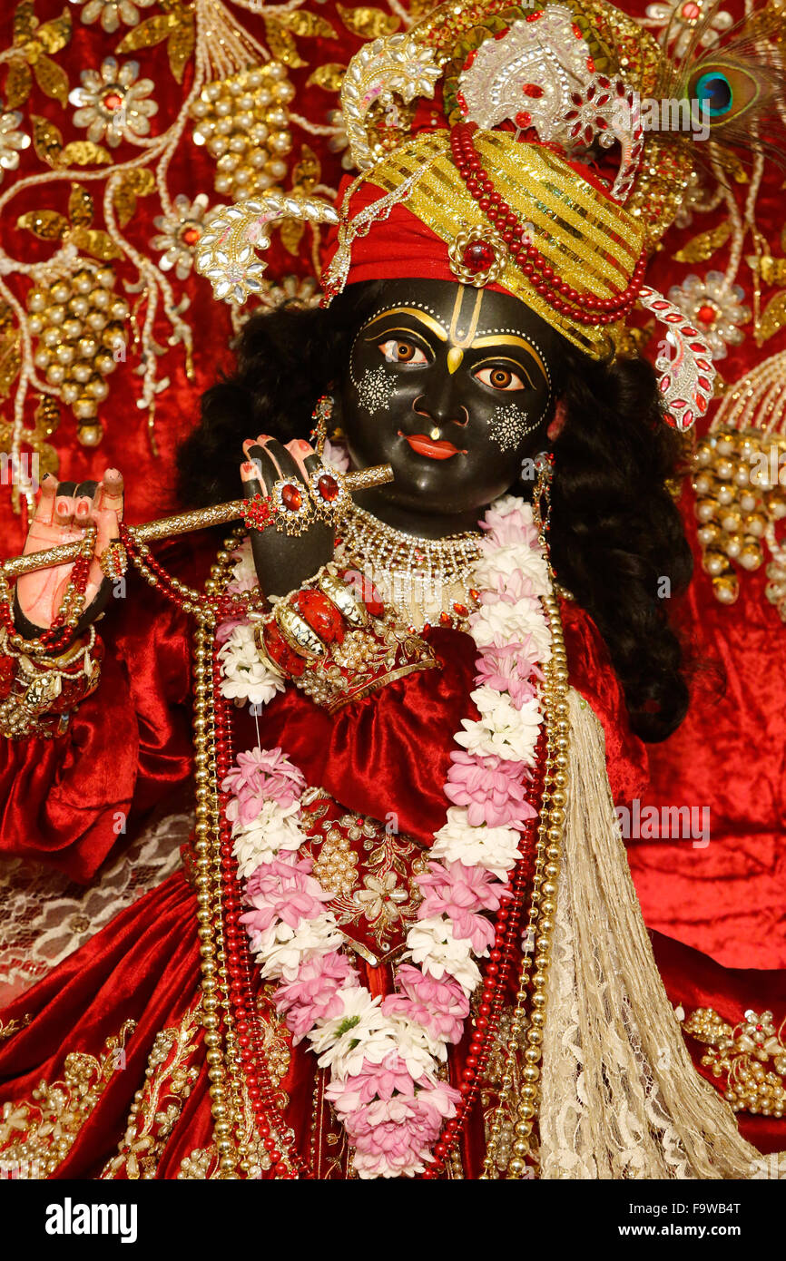 Statue of Krishna in an ISKCON temple Stock Photo Alamy