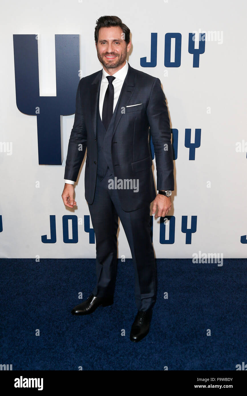 NEW YORK-DEC 13: Actor Edgar Ramirez attends the 'Joy' premiere at the Ziegfeld Theatre on December 13, 2015 in New York City. Stock Photo