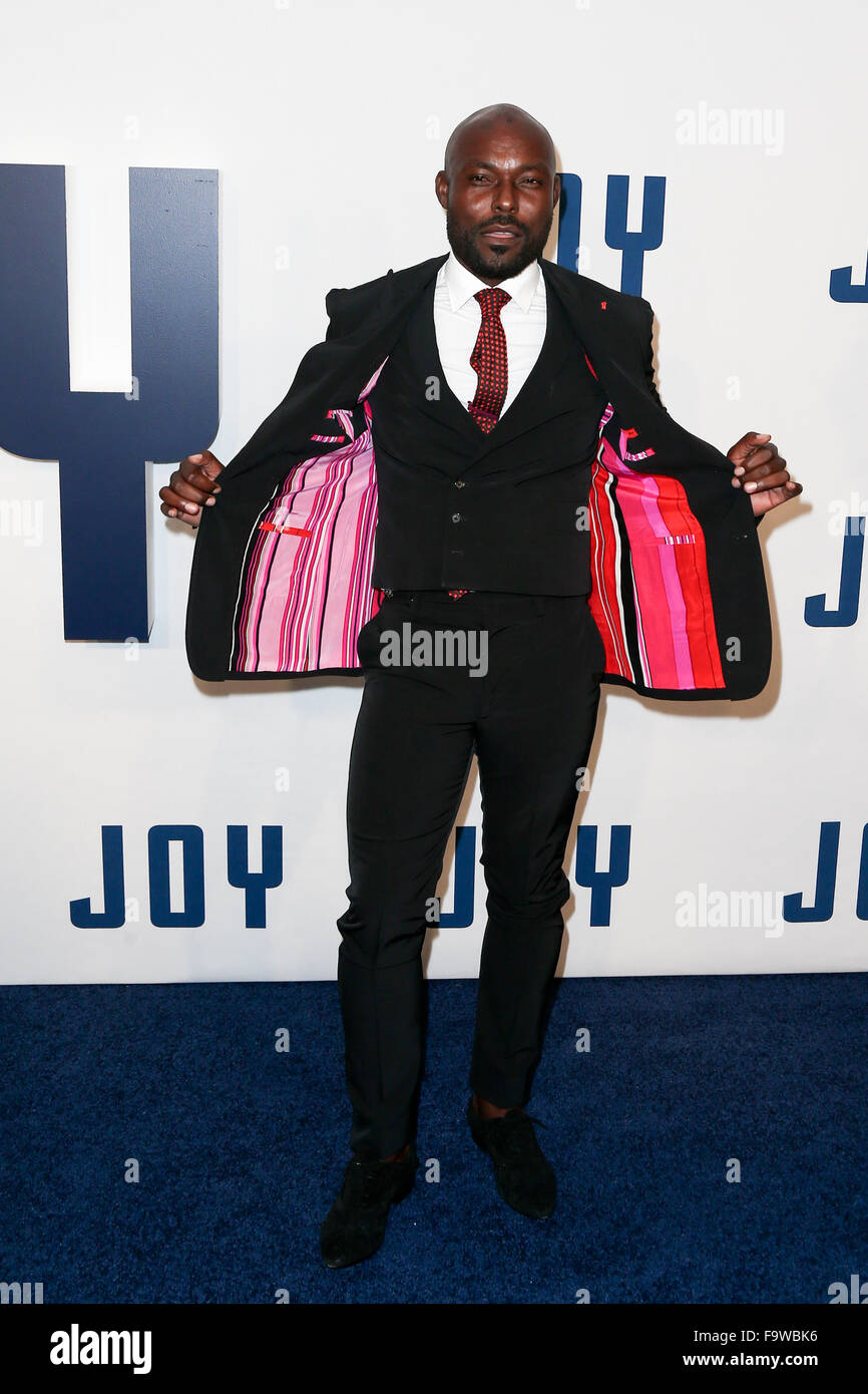 Actor Jimmy Jean-Louis attends the 'Joy' premiere at the Ziegfeld Theatre on December 13, 2015 in New York City. Stock Photo