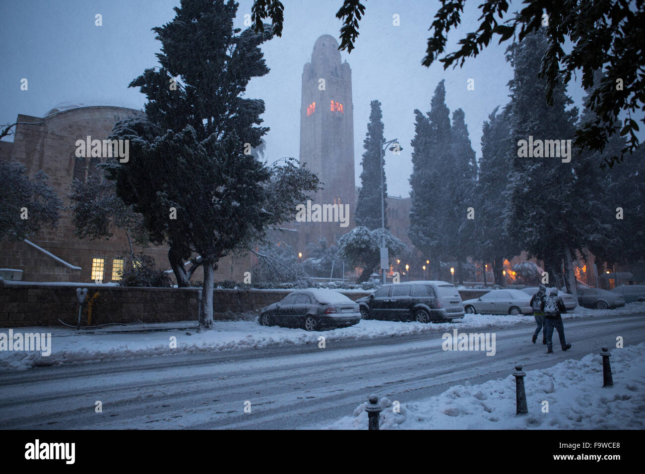 Jerusalem city center during a snow storm Stock Photo - Alamy